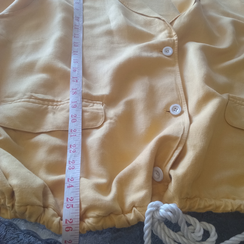 J. Jill Women's Yellow Linen Blend Drawstring Plus Size Jacket Size 3X - Picture 9 of 9